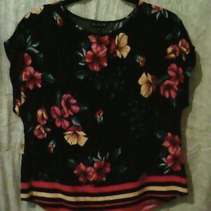 Peacocks Black Floral print top